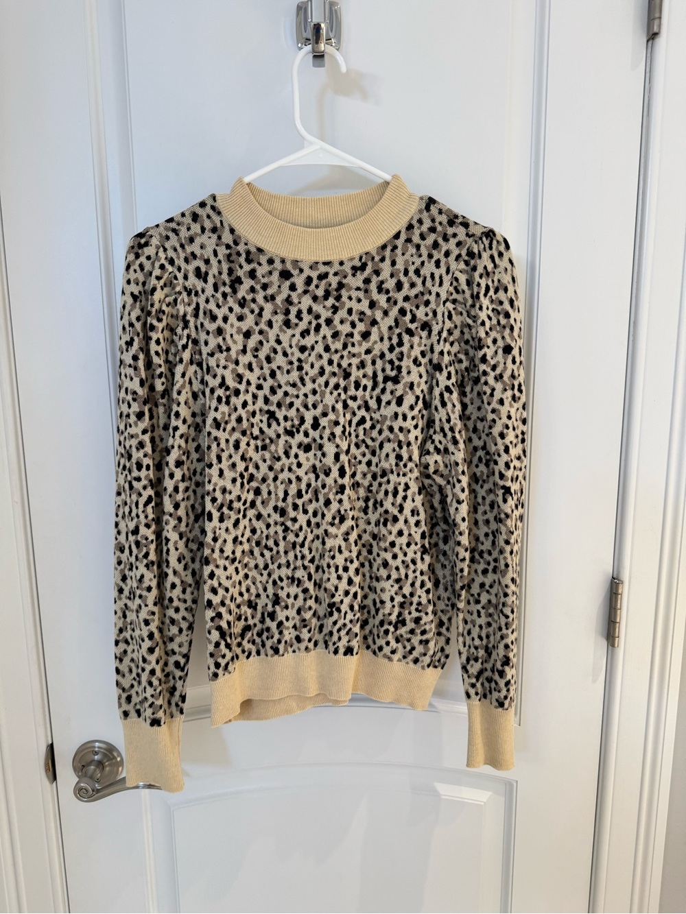 Who What Wear Beige Leopard Crewneck Sweater